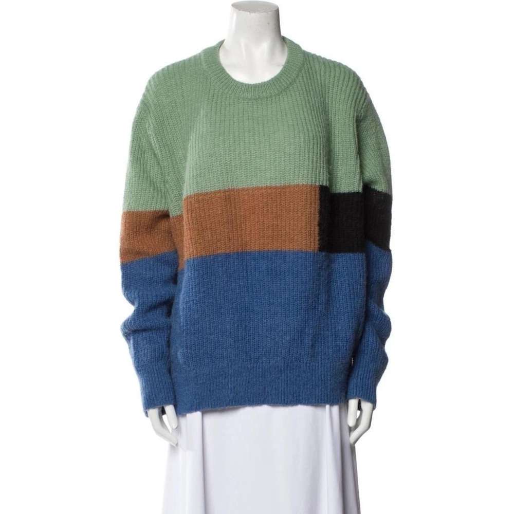 MUUHTHE Wool Alpaca Blend Color Block Crew Neck Knit Sweater Size 42